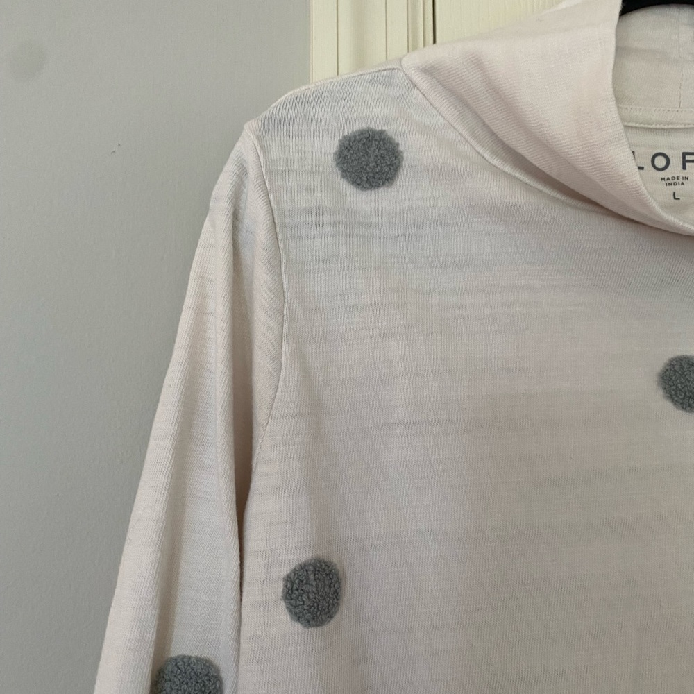 Loft mock neck top with polka dot appliqué